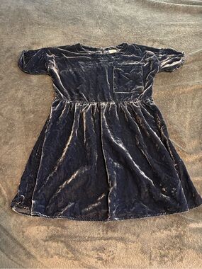 Francesca's Collections Girls Navy Velvet Pocket Dress